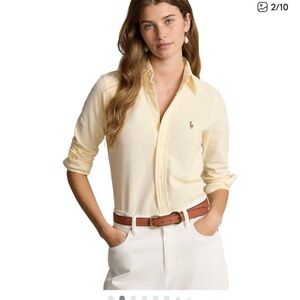 POLO RALPH LAUREN | STRIPED OXFORD COTTON SHIRT - BUTTON-DOWN BLOUSE SIZE 0